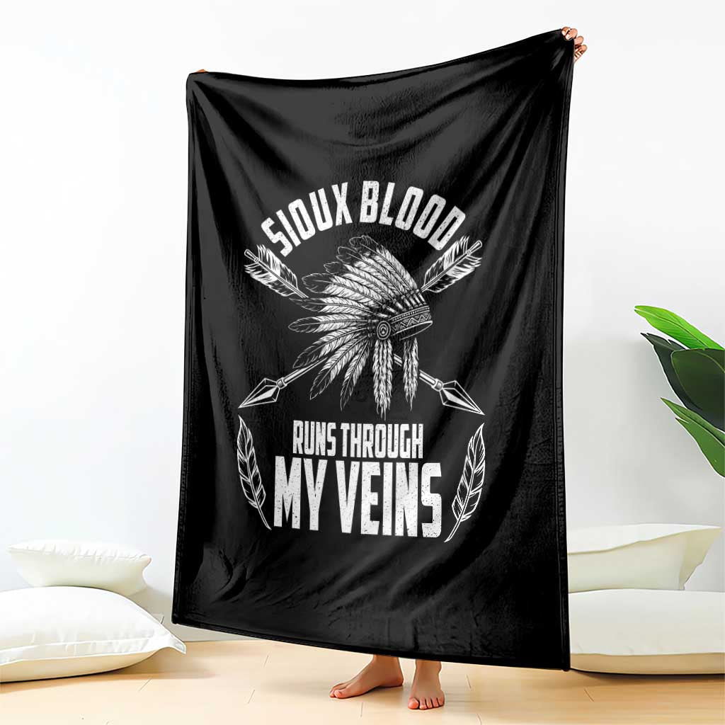Native American Idian Chief Throw Blanket Sioux Blood Runs Through My Veins TS14 Print Your Wear