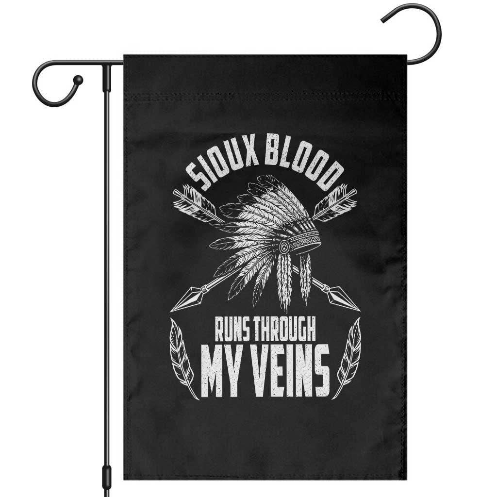 Native American Idian Chief Garden Flag Sioux Blood Runs Through My Veins TS14 Black Print Your Wear