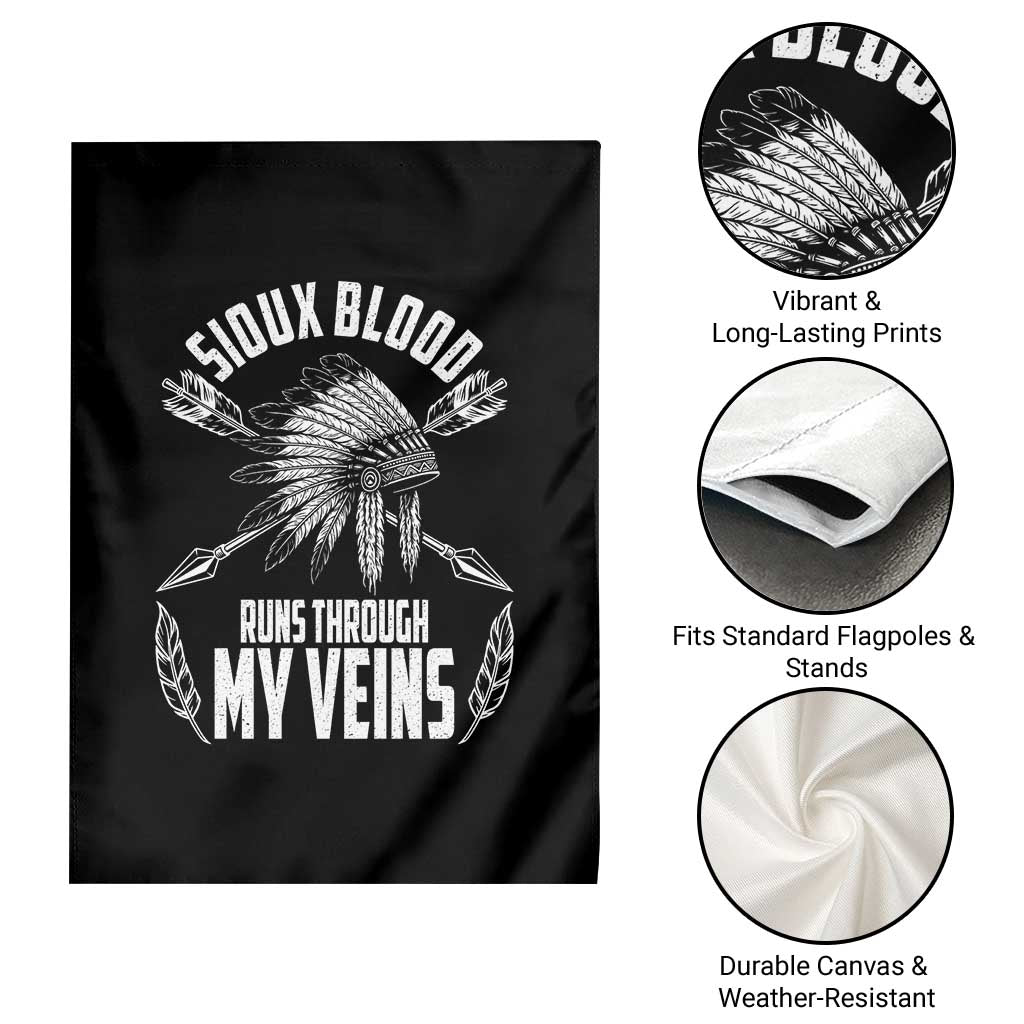 Native American Idian Chief Garden Flag Sioux Blood Runs Through My Veins TS14 Print Your Wear