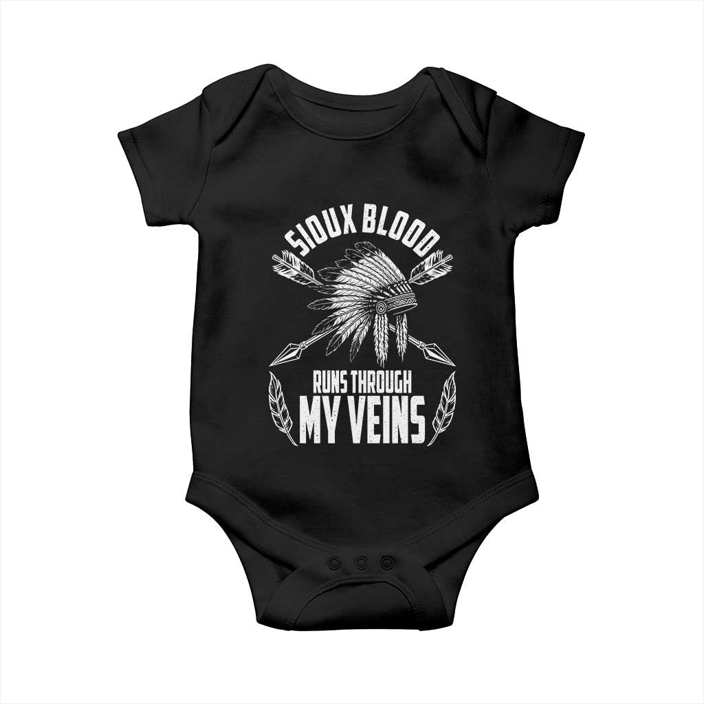 Native American Idian Chief Baby Onesie Sioux Blood Runs Through My Veins TS14 Black Print Your Wear