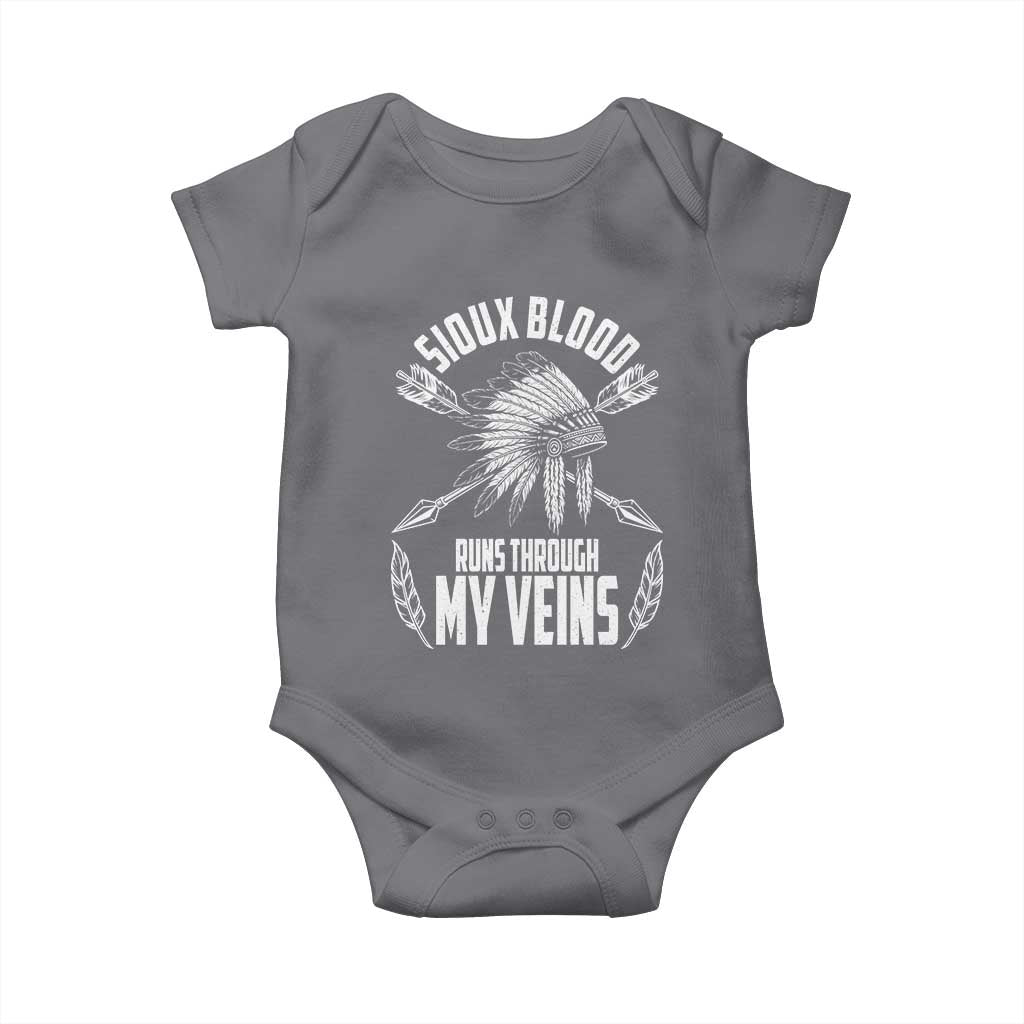 Native American Idian Chief Baby Onesie Sioux Blood Runs Through My Veins TS14 Charcoal Print Your Wear