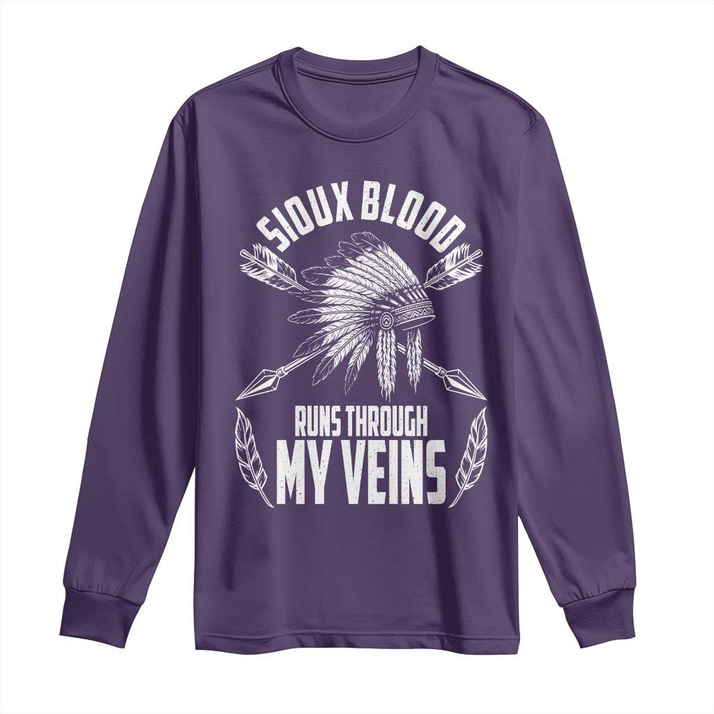 Native American Idian Chief Long Sleeve Shirt Sioux Blood Runs Through My Veins TS14 Purple Print Your Wear