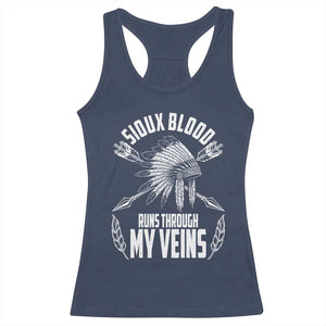 Native American Idian Chief Racerback Tank Top Sioux Blood Runs Through My Veins TS14 Navy Print Your Wear