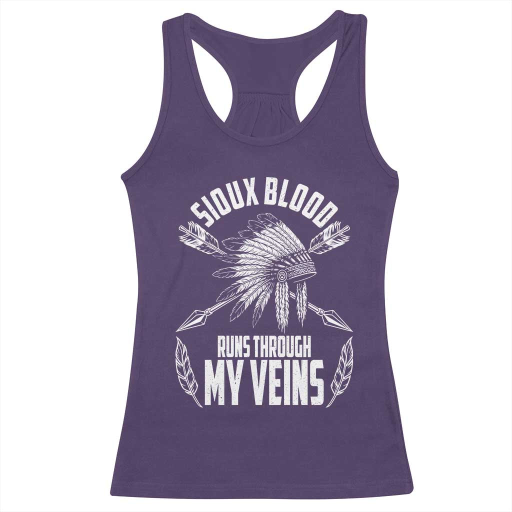 Native American Idian Chief Racerback Tank Top Sioux Blood Runs Through My Veins TS14 Purple Print Your Wear