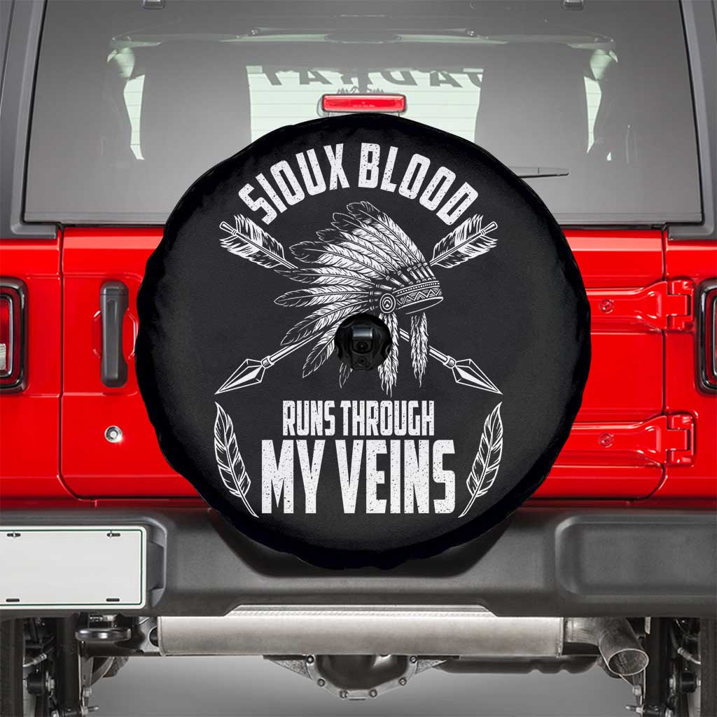 Native American Idian Chief Spare Tire Cover Sioux Blood Runs Through My Veins TS14 Black Print Your Wear