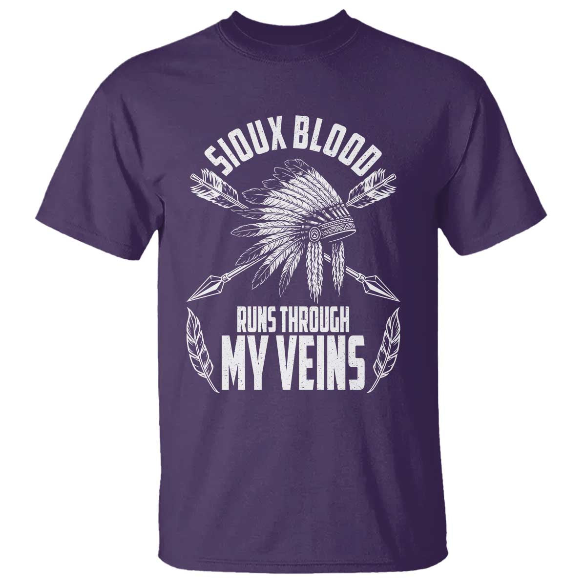 Native American Idian Chief T Shirt Sioux Blood Runs Through My Veins TS14 Purple Print Your Wear