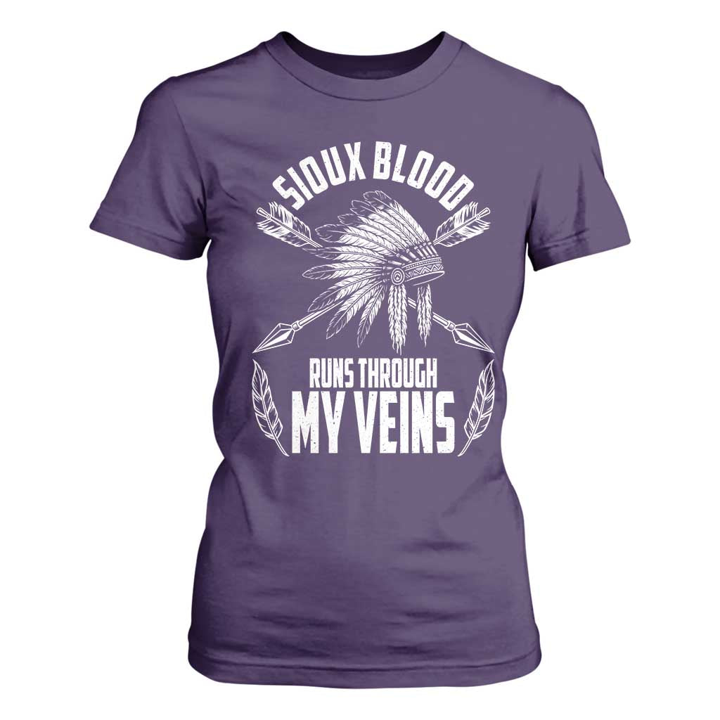 Native American Idian Chief T Shirt For Women Sioux Blood Runs Through My Veins TS14 Purple Print Your Wear