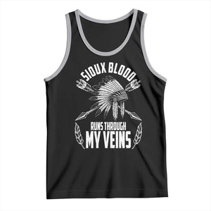 Native American Idian Chief Tank Top Sioux Blood Runs Through My Veins TS14 Black Athletic Heather Print Your Wear
