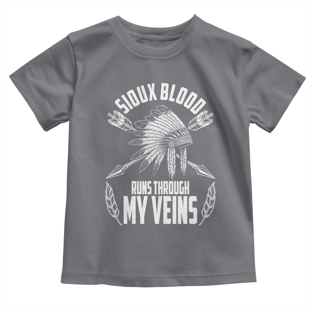 Native American Idian Chief Toddler T Shirt Sioux Blood Runs Through My Veins TS14 Charcoal Print Your Wear