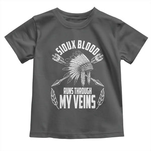 Native American Idian Chief Toddler T Shirt Sioux Blood Runs Through My Veins TS14 Dark Heather Print Your Wear