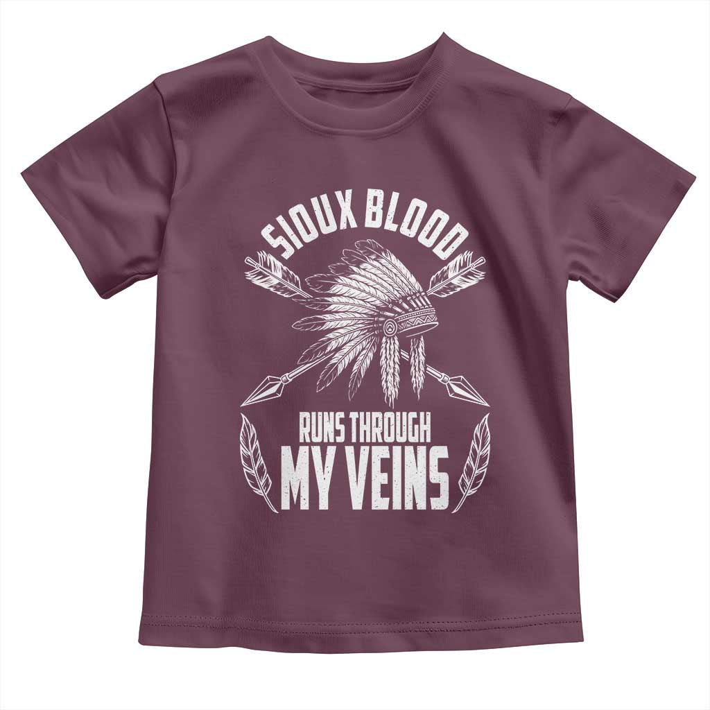 Native American Idian Chief Toddler T Shirt Sioux Blood Runs Through My Veins TS14 Maroon Print Your Wear