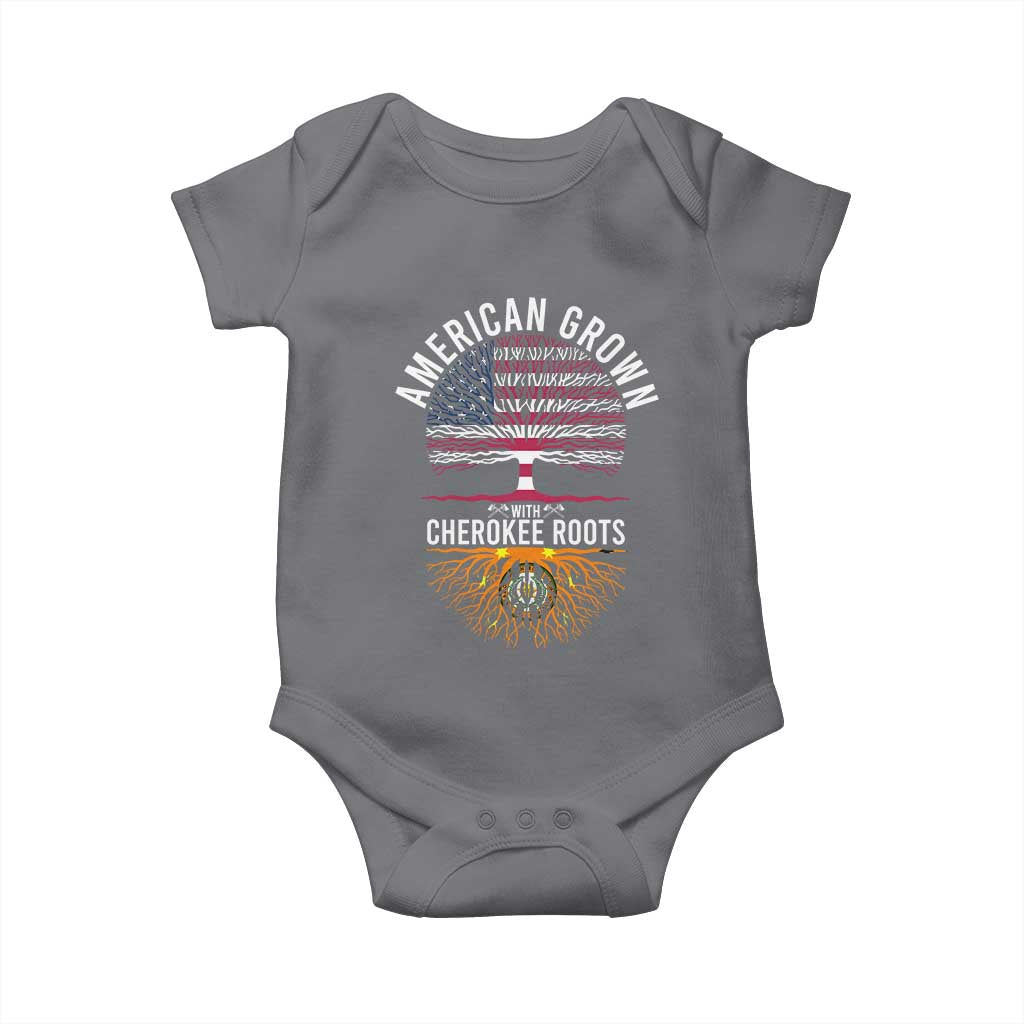Native American Flag Baby Onesie American Grown With Cherokee Roots TS14 Charcoal Print Your Wear
