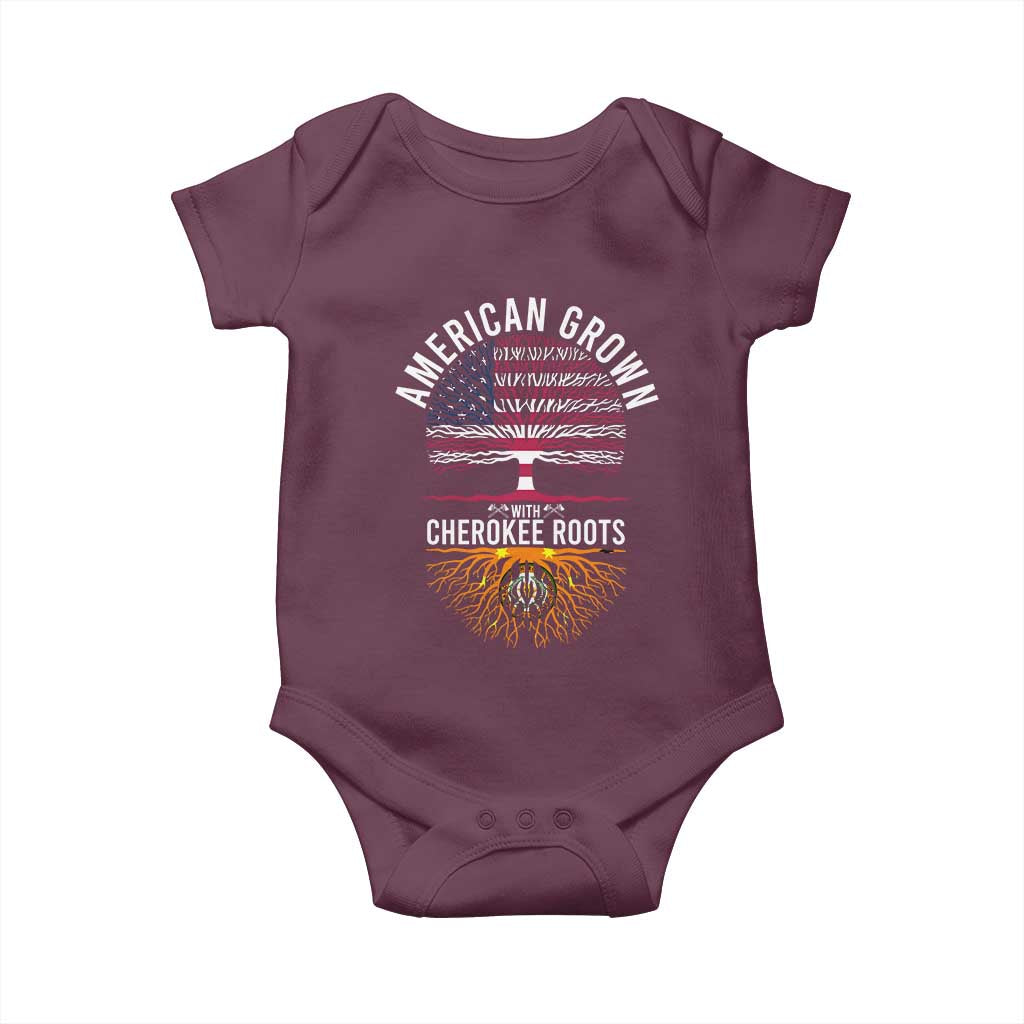 Native American Flag Baby Onesie American Grown With Cherokee Roots TS14 Maroon Print Your Wear