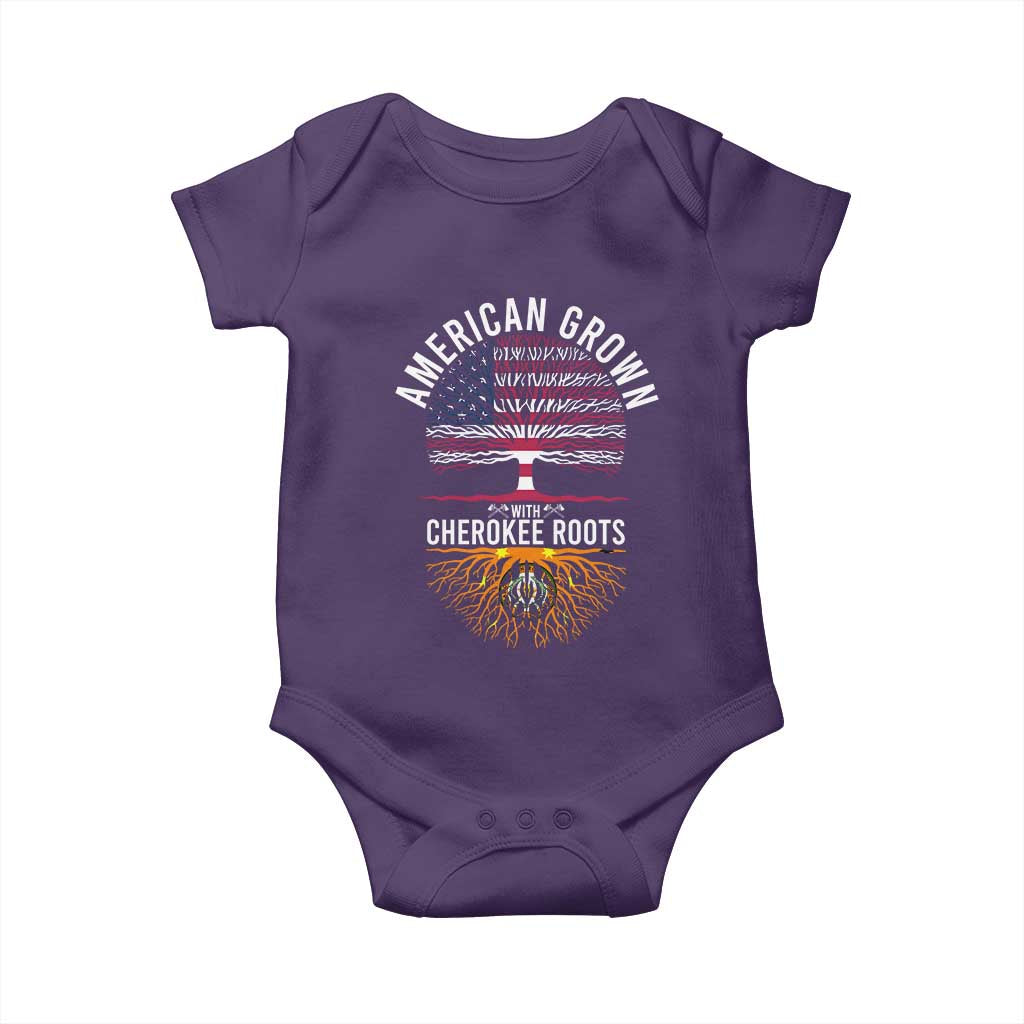Native American Flag Baby Onesie American Grown With Cherokee Roots TS14 Purple Print Your Wear
