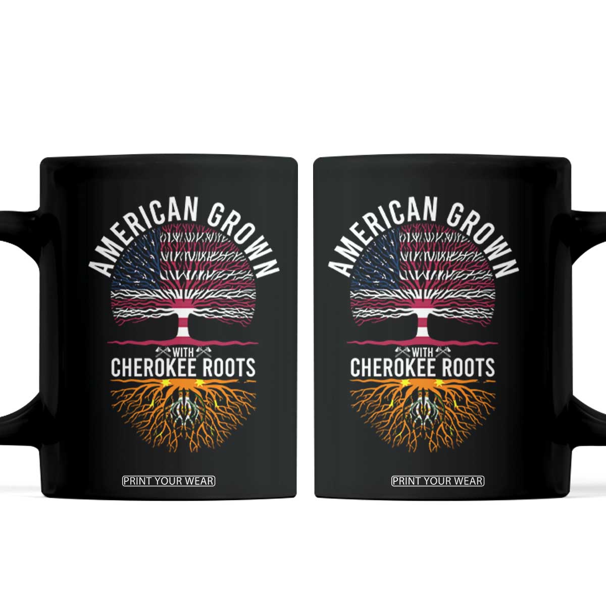 Native American Flag Coffee Mug American Grown With Cherokee Roots TS14 Black Print Your Wear