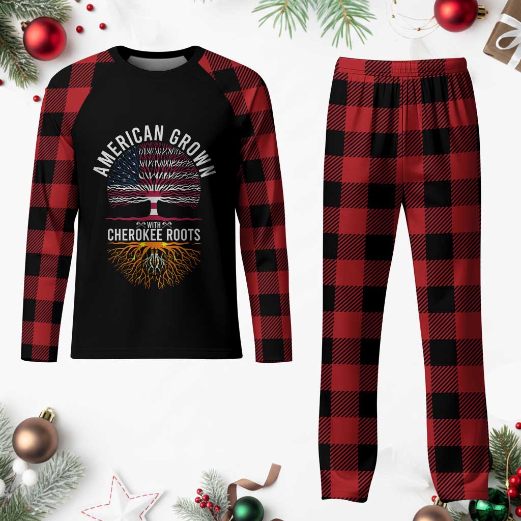 Native American Flag Plaid Pajama Set American Grown With Cherokee Roots TS14 Buffalo Plaid Print Your Wear