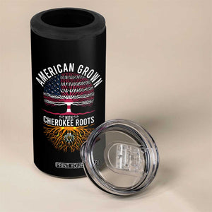 Native American Flag 4 in 1 Can Cooler Tumbler American Grown With Cherokee Roots TS14 Print Your Wear