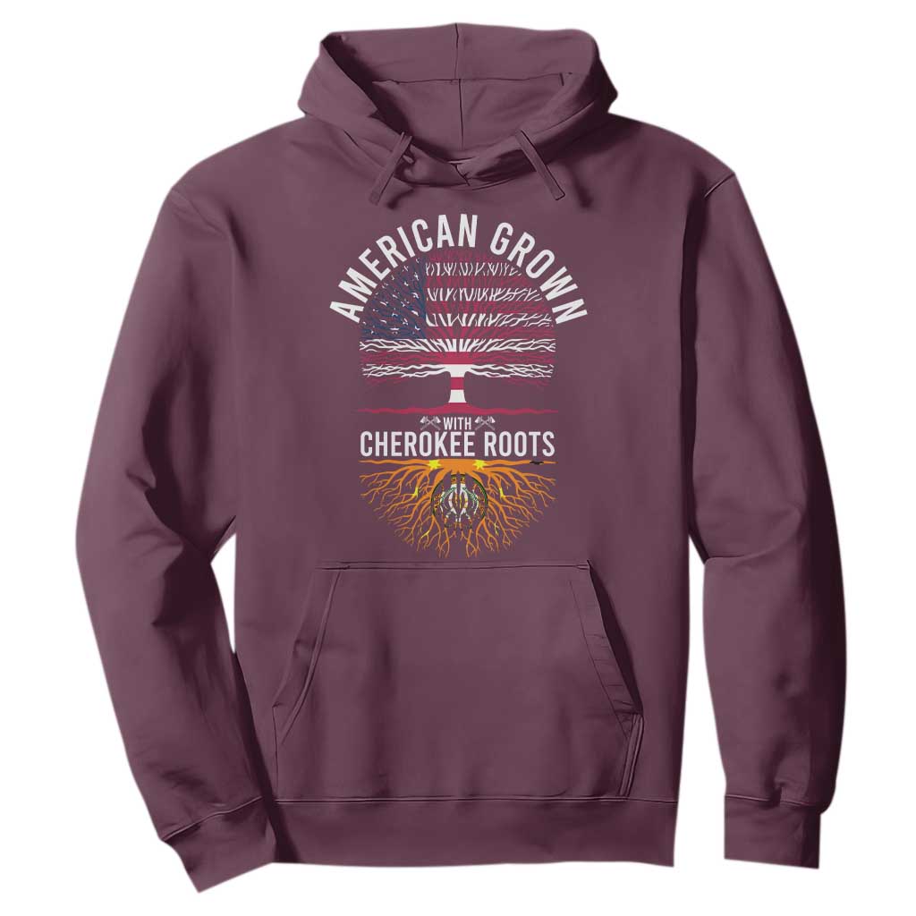 Native American Flag Hoodie American Grown With Cherokee Roots TS14 Maroon Print Your Wear