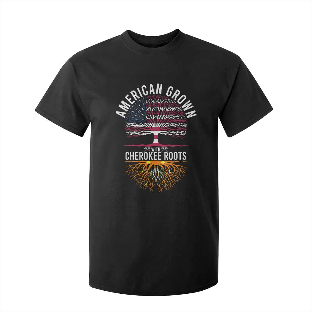 Native American Flag T Shirt For Kid American Grown With Cherokee Roots TS14 Black Print Your Wear
