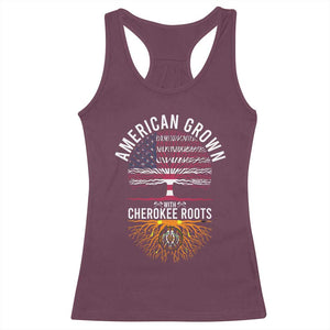 Native American Flag Racerback Tank Top American Grown With Cherokee Roots TS14 Maroon Print Your Wear