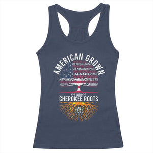 Native American Flag Racerback Tank Top American Grown With Cherokee Roots TS14 Navy Print Your Wear