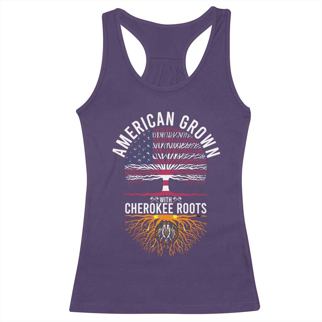 Native American Flag Racerback Tank Top American Grown With Cherokee Roots TS14 Purple Print Your Wear