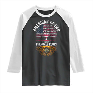Native American Flag Raglan Shirt American Grown With Cherokee Roots TS14 Black White Print Your Wear
