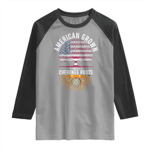 Native American Flag Raglan Shirt American Grown With Cherokee Roots TS14 Sport Gray Black Print Your Wear