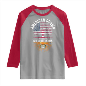 Native American Flag Raglan Shirt American Grown With Cherokee Roots TS14 Sport Gray Red Print Your Wear