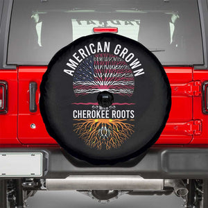 Native American Flag Spare Tire Cover American Grown With Cherokee Roots TS14 Black Print Your Wear