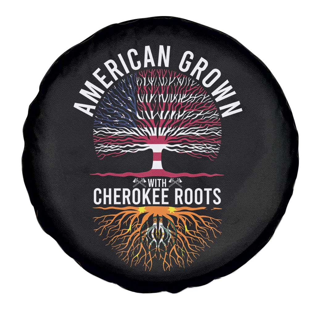 Native American Flag Spare Tire Cover American Grown With Cherokee Roots TS14 Print Your Wear