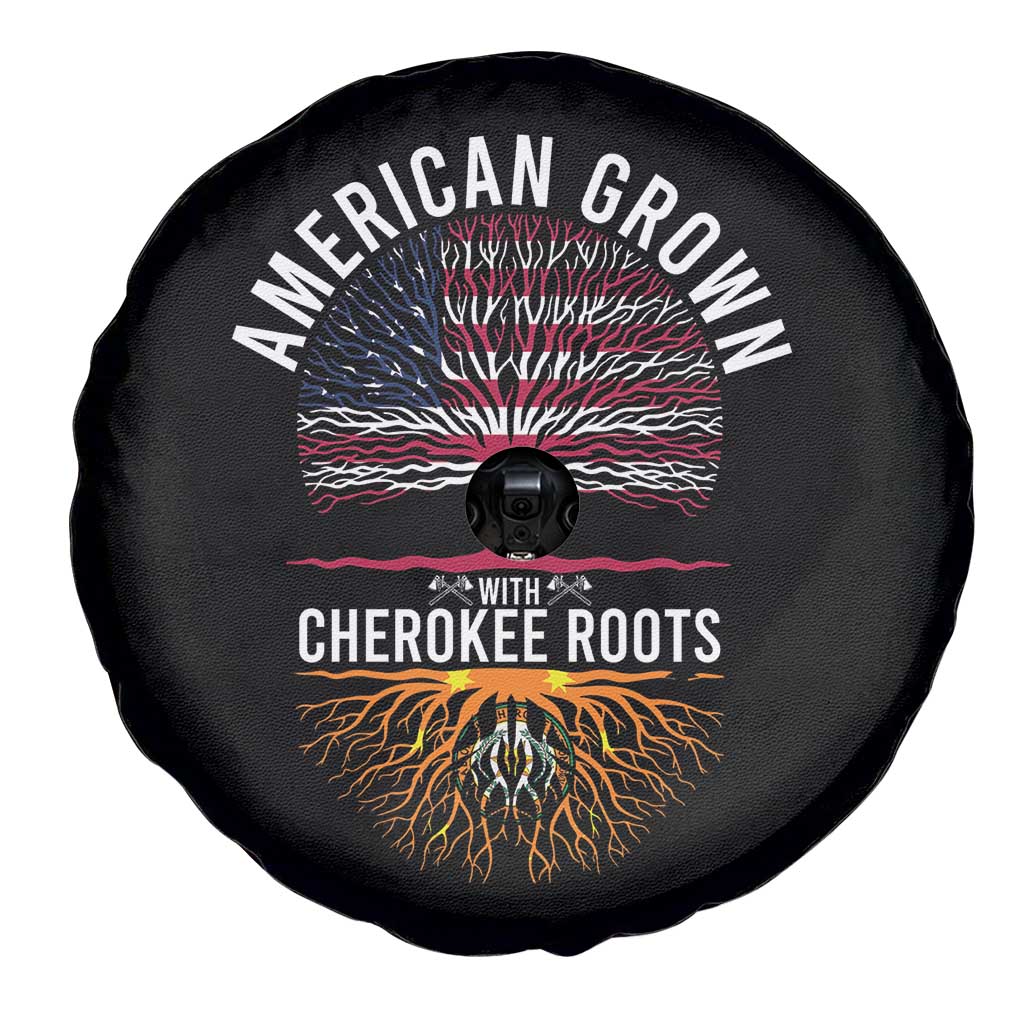 Native American Flag Spare Tire Cover American Grown With Cherokee Roots TS14 Print Your Wear