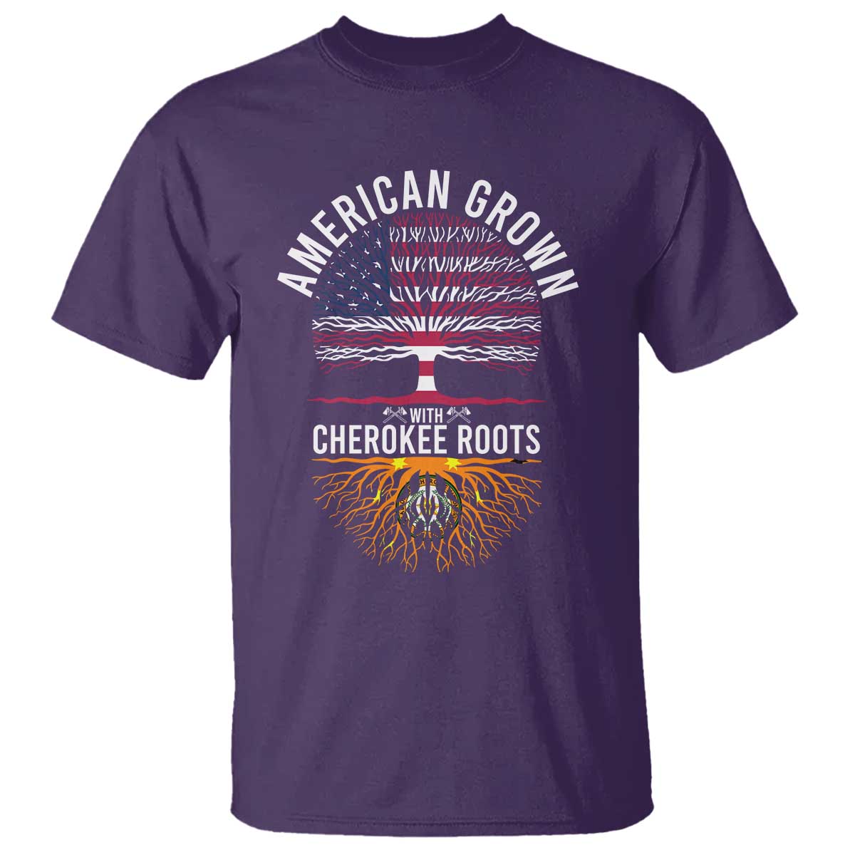 Native American Flag T Shirt American Grown With Cherokee Roots TS14 Purple Print Your Wear