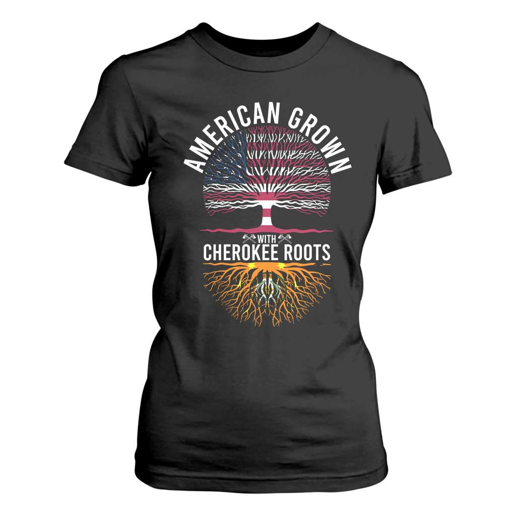 Native American Flag T Shirt For Women American Grown With Cherokee Roots TS14 Black Print Your Wear