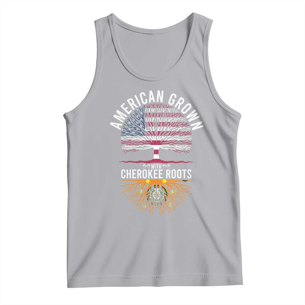 Native American Flag Tank Top American Grown With Cherokee Roots TS14 Athletic Heather Print Your Wear