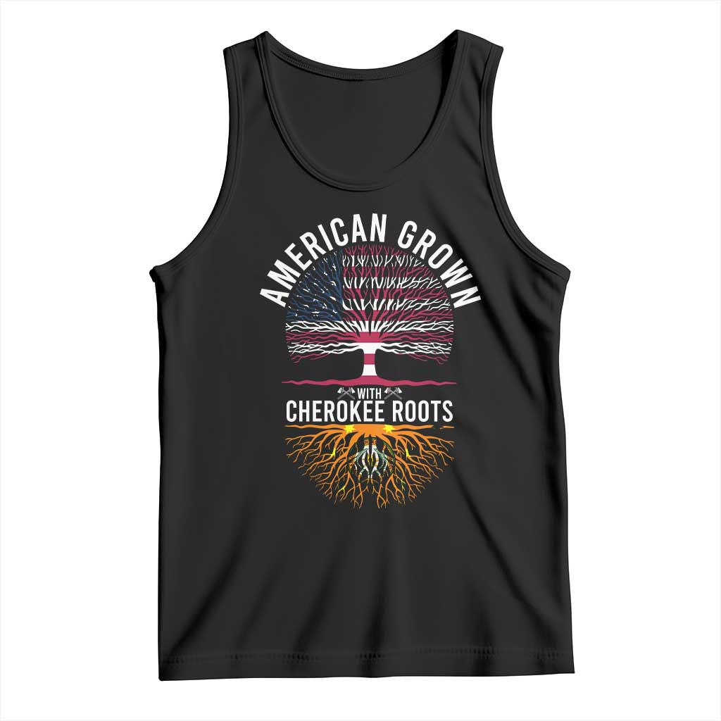 Native American Flag Tank Top American Grown With Cherokee Roots TS14 Black Print Your Wear