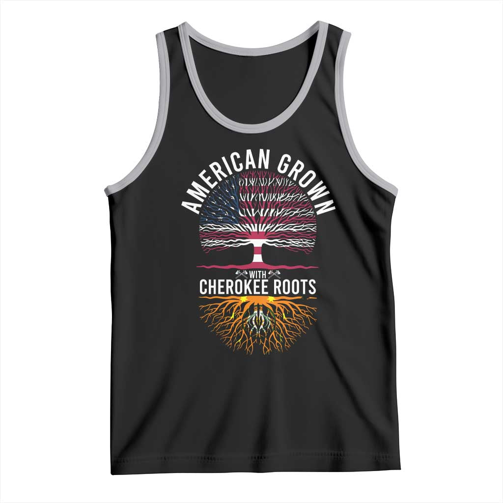 Native American Flag Tank Top American Grown With Cherokee Roots TS14 Black Athletic Heather Print Your Wear