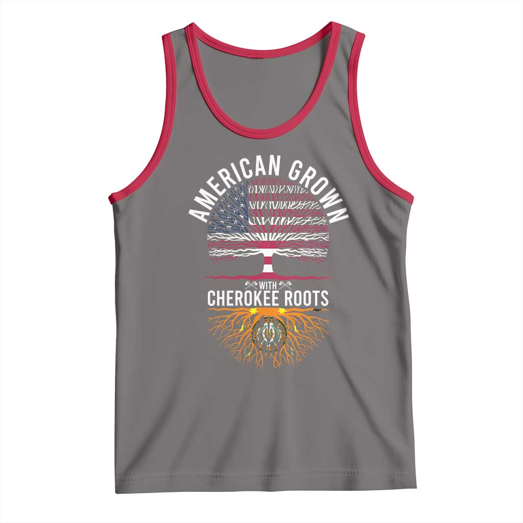 Native American Flag Tank Top American Grown With Cherokee Roots TS14 Deep Heather Red Print Your Wear