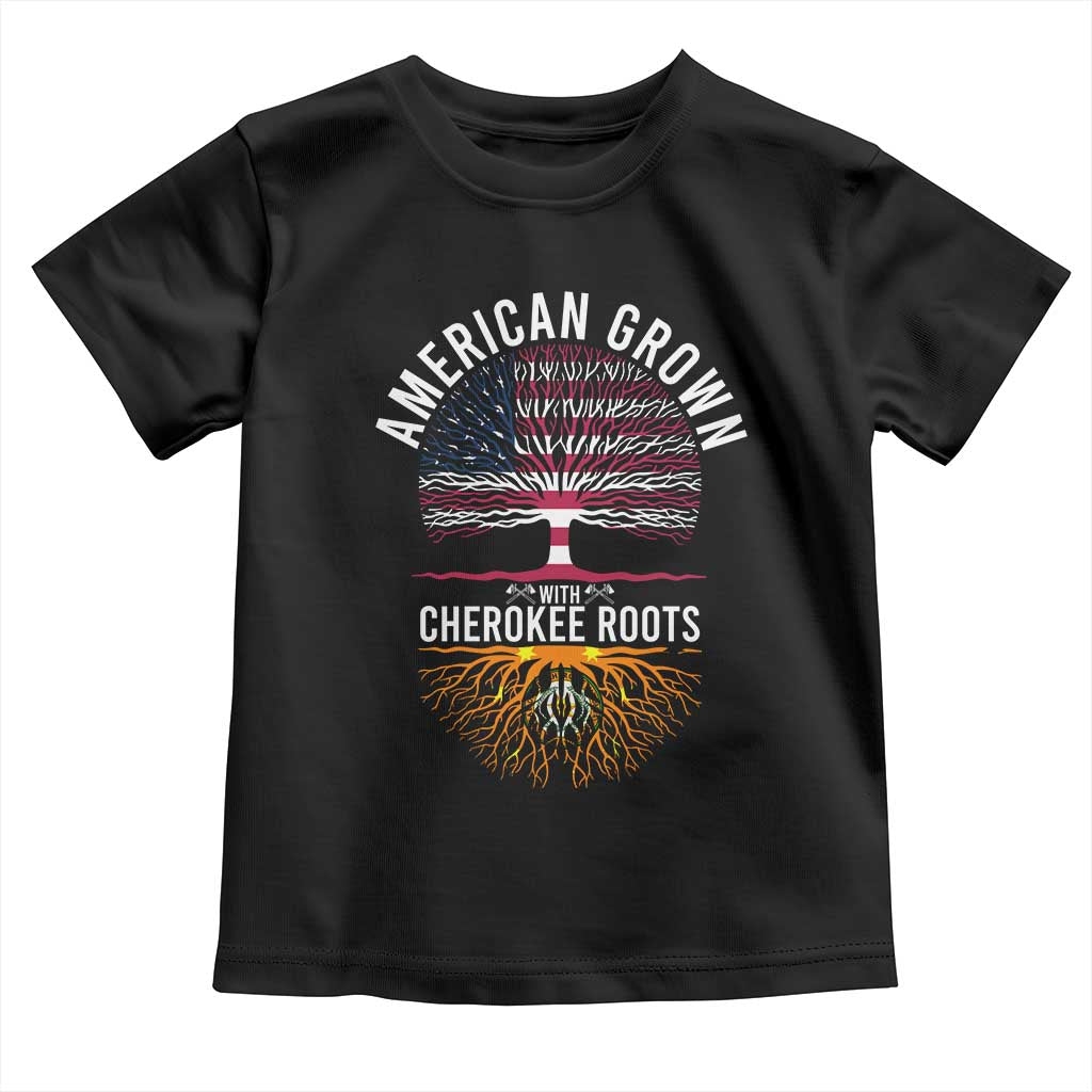 Native American Flag Toddler T Shirt American Grown With Cherokee Roots TS14 Black Print Your Wear