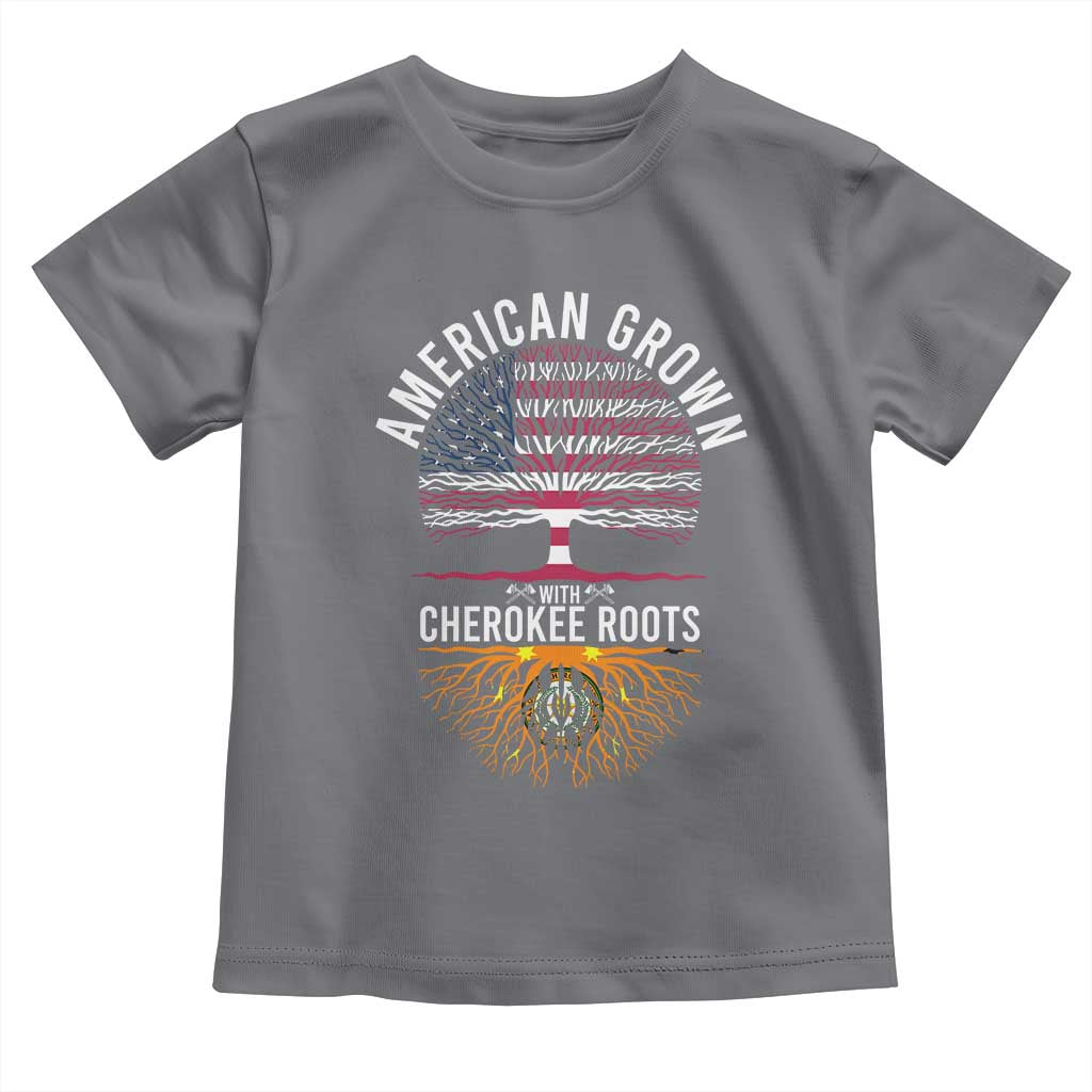 Native American Flag Toddler T Shirt American Grown With Cherokee Roots TS14 Charcoal Print Your Wear