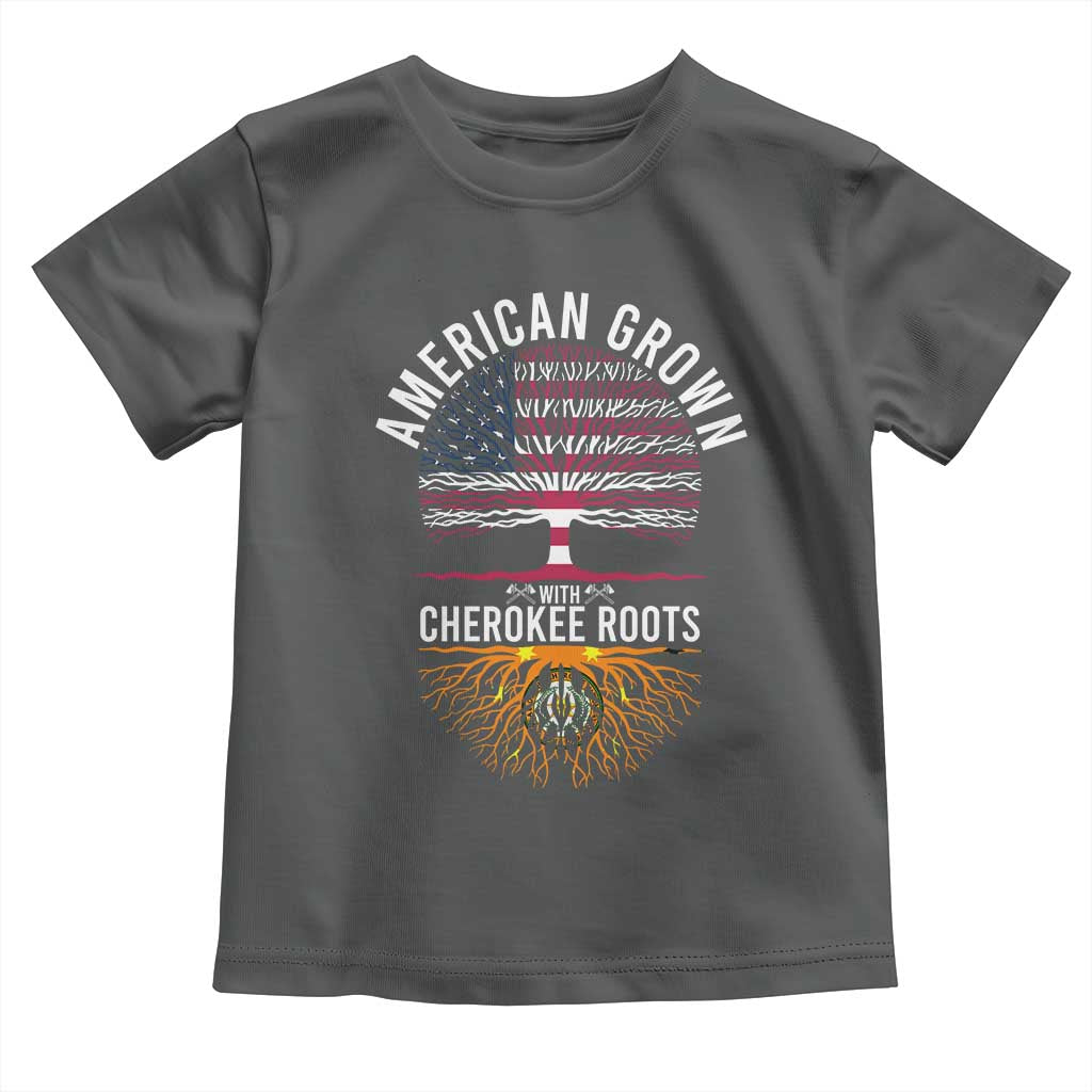 Native American Flag Toddler T Shirt American Grown With Cherokee Roots TS14 Dark Heather Print Your Wear