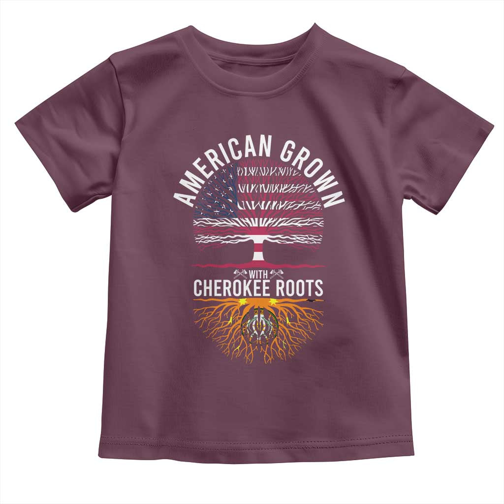 Native American Flag Toddler T Shirt American Grown With Cherokee Roots TS14 Maroon Print Your Wear