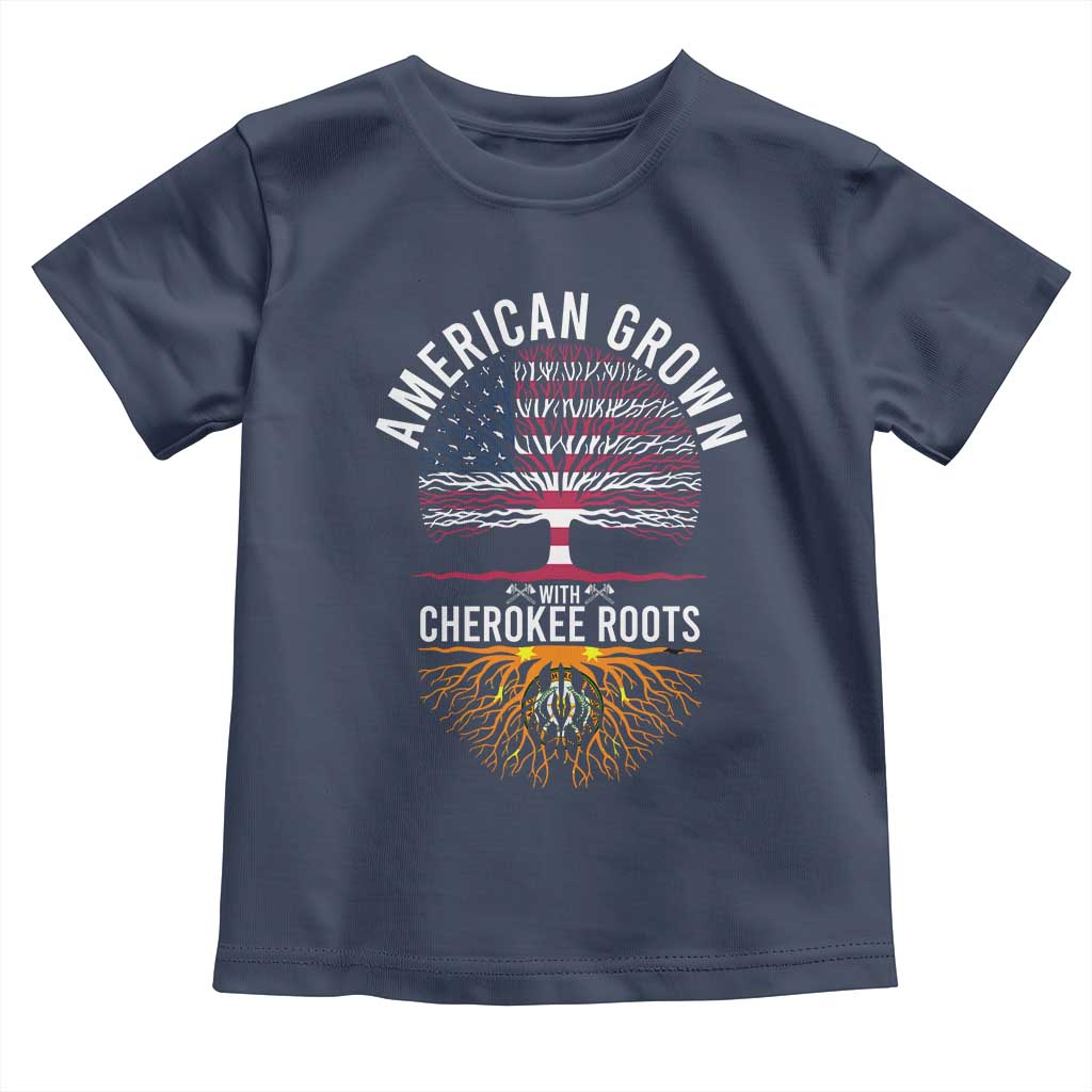 Native American Flag Toddler T Shirt American Grown With Cherokee Roots TS14 Navy Print Your Wear