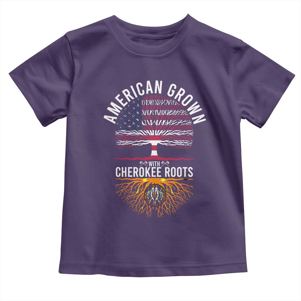 Native American Flag Toddler T Shirt American Grown With Cherokee Roots TS14 Purple Print Your Wear