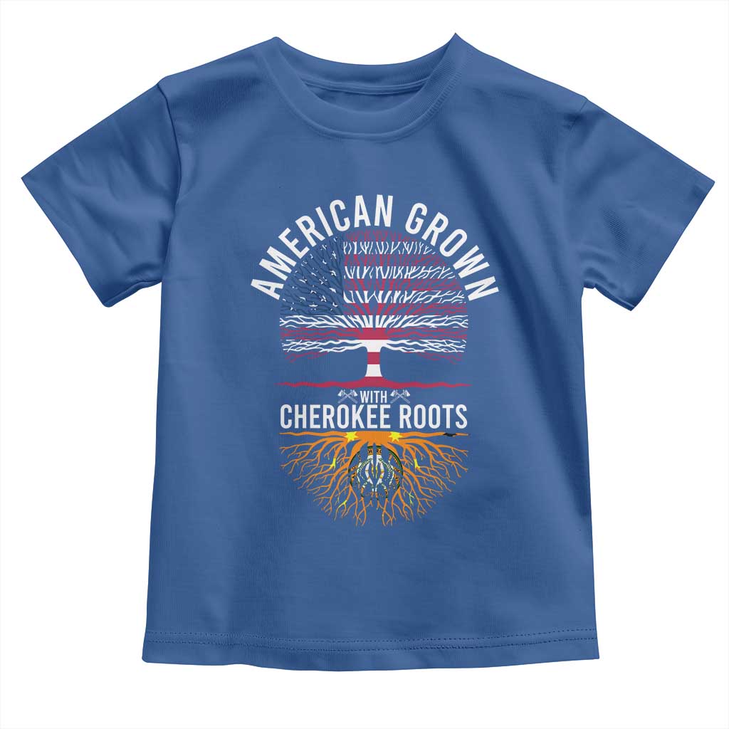 Native American Flag Toddler T Shirt American Grown With Cherokee Roots TS14 Royal Blue Print Your Wear