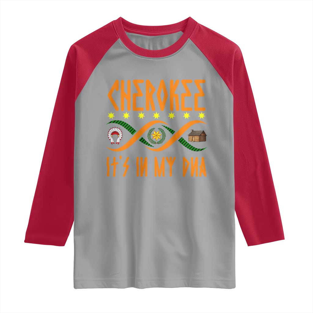 Cherokee Native American DNA Pride Raglan Shirt It Is In My DNA TS14 Sport Gray Red Print Your Wear