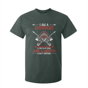 Native American Cherokee T Shirt For Kid I Am A Cherokee A Fire In My Soul And A Mouth I Can't Control TS14 Dark Forest Green Print Your Wear