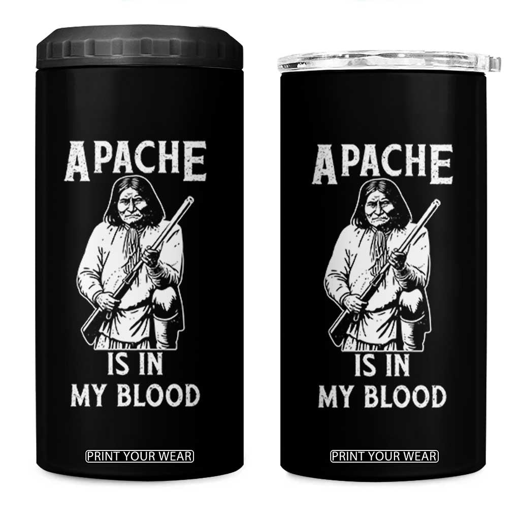 Native American 4 in 1 Can Cooler Tumbler Apache Is In My Blood TS14 One Size: 16 oz Black Print Your Wear