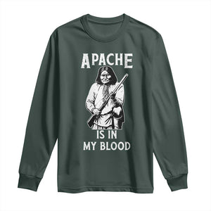 Native American Long Sleeve Shirt Apache Is In My Blood TS14 Dark Forest Green Print Your Wear