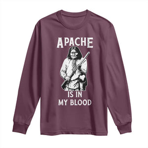 Native American Long Sleeve Shirt Apache Is In My Blood TS14 Maroon Print Your Wear